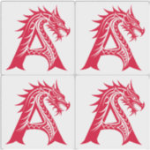 Dragon Styled Letter A, Dragon Alphabet, Monogram Sticker (Voorkant)
