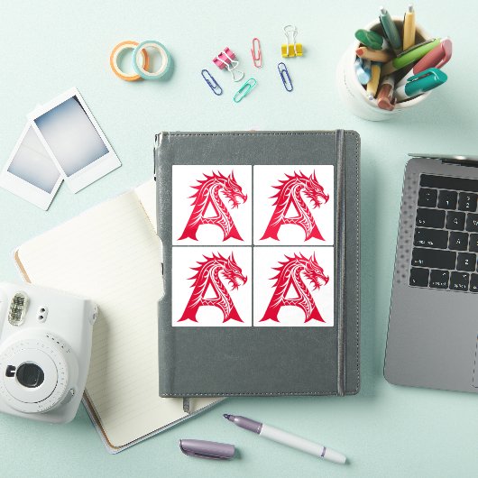 Dragon Styled Letter A, Dragon Alphabet, Monogram Sticker (iPad Cover)