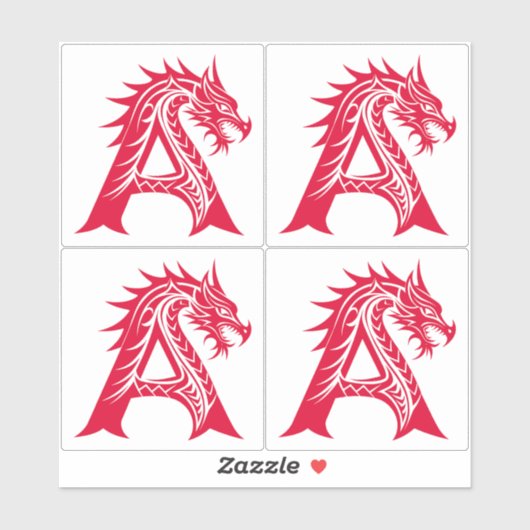 Dragon Styled Letter A, Dragon Alphabet, Monogram Sticker (Vel)