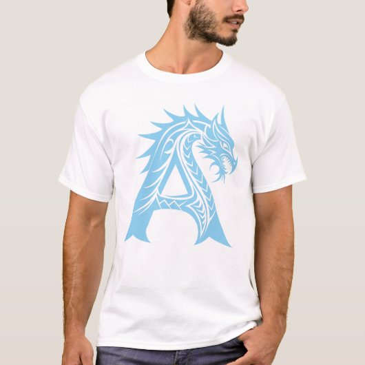 Dragon Styled Letter A, Dragon Alphabet, Monogram T-shirt (Voorkant)