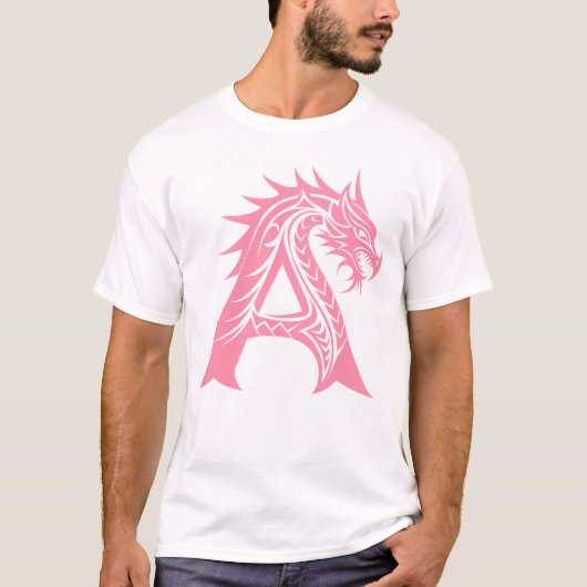 Dragon Styled Letter A, Dragon Alphabet, Monogram T-shirt (Voorkant)