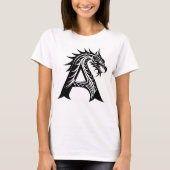Dragon Styled Letter A, Dragon Alphabet, Monogram T-shirt (Voorkant)