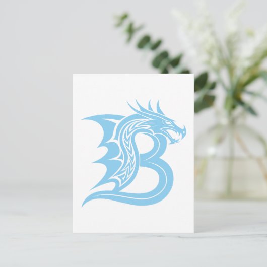 Dragon Styled Letter B, Dragon Alphabet, Monogram Briefkaart (Staand voorkant)