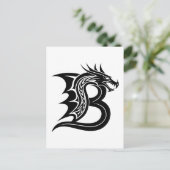 Dragon Styled Letter B, Dragon Alphabet, Monogram Briefkaart (Staand voorkant)