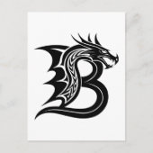 Dragon Styled Letter B, Dragon Alphabet, Monogram Briefkaart (Voorkant)