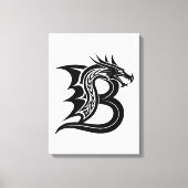 Dragon Styled Letter B, Dragon Alphabet, Monogram Canvas Afdruk (Voorkant)