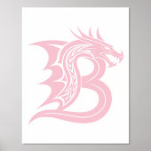 Dragon Styled Letter B, Dragon Alphabet, Monogram Folie Afdrukken (Voorkant)
