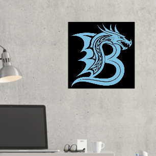 Dragon Styled Letter B, Dragon Alphabet, Monogram Folie Afdrukken