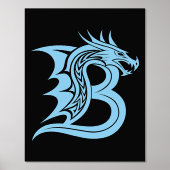 Dragon Styled Letter B, Dragon Alphabet, Monogram Folie Afdrukken (Voorkant)