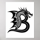 Dragon Styled Letter B, Dragon Alphabet, Monogram Folie Afdrukken (Voorkant)