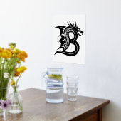 Dragon Styled Letter B, Dragon Alphabet, Monogram Folie Afdrukken (Laag (Keuken))