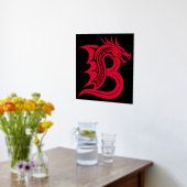 Dragon Styled Letter B, Dragon Alphabet, Monogram Folie Afdrukken (Laag (Keuken))