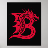 Dragon Styled Letter B, Dragon Alphabet, Monogram Folie Afdrukken (Voorkant)