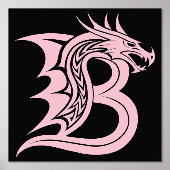 Dragon Styled Letter B, Dragon Alphabet, Monogram Folie Afdrukken (Voorkant)