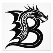 Dragon Styled Letter B, Dragon Alphabet, Monogram Foto Afdruk (Voorkant)