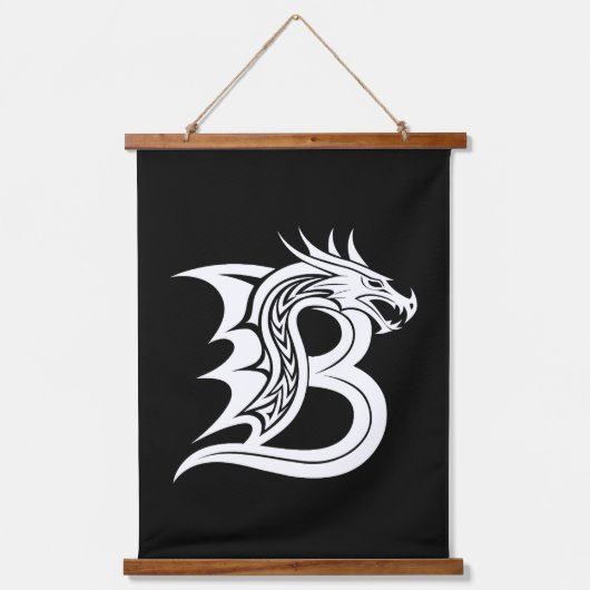 Dragon Styled Letter B, Dragon Alphabet, Monogram Hangend Wandkleed (Voorkant)