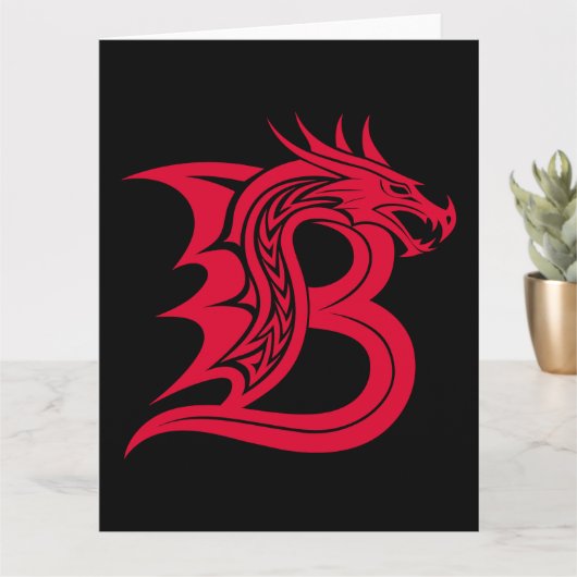 Dragon Styled Letter B, Dragon Alphabet, Monogram Kaart (Kleine Plant)