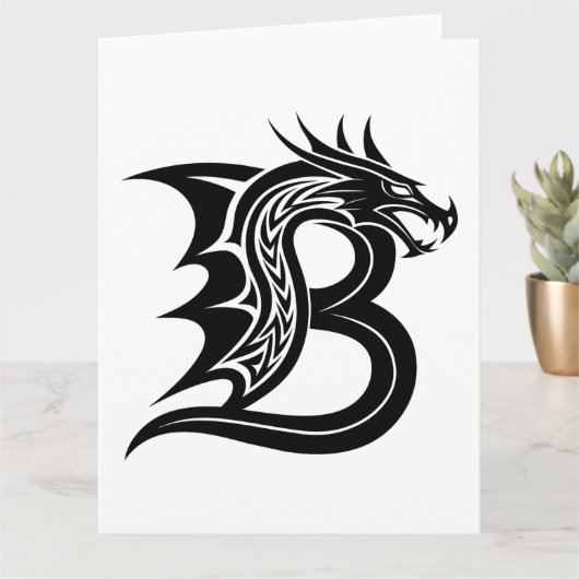 Dragon Styled Letter B, Dragon Alphabet, Monogram Kaart (Kleine Plant)