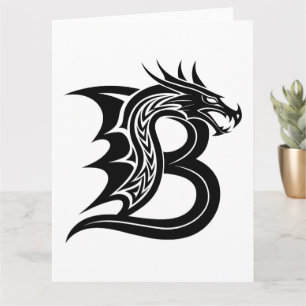 Dragon Styled Letter B, Dragon Alphabet, Monogram Kaart
