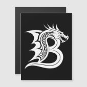 Dragon Styled Letter B, Dragon Alphabet, Monogram Magnetische Uitnodiging (Voorkant / Achterkant)