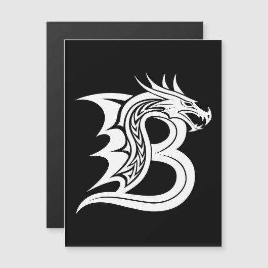 Dragon Styled Letter B, Dragon Alphabet, Monogram Magnetische Uitnodiging (Voorkant / Achterkant)