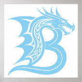 Dragon Styled Letter B, Dragon Alphabet, Monogram Poster (Voorkant)