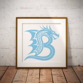Dragon Styled Letter B, Dragon Alphabet, Monogram Poster