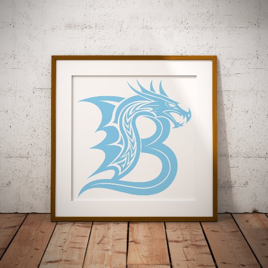 Dragon Styled Letter B, Dragon Alphabet, Monogram Poster