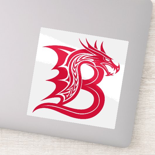 Dragon Styled Letter B, Dragon Alphabet, Monogram Sticker (Detail)