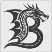 Dragon Styled Letter B, Dragon Alphabet, Monogram Sticker (Voorkant)