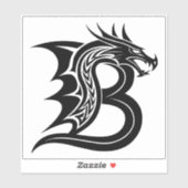 Dragon Styled Letter B, Dragon Alphabet, Monogram Sticker (Vel)