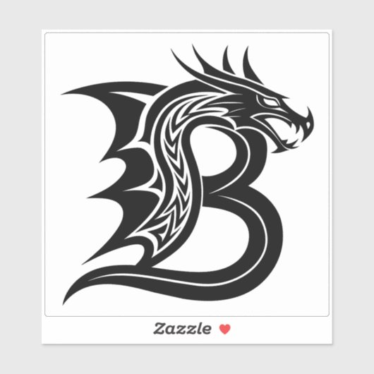 Dragon Styled Letter B, Dragon Alphabet, Monogram Sticker (Vel)