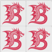Dragon Styled Letter B, Dragon Alphabet, Monogram Sticker (Voorkant)