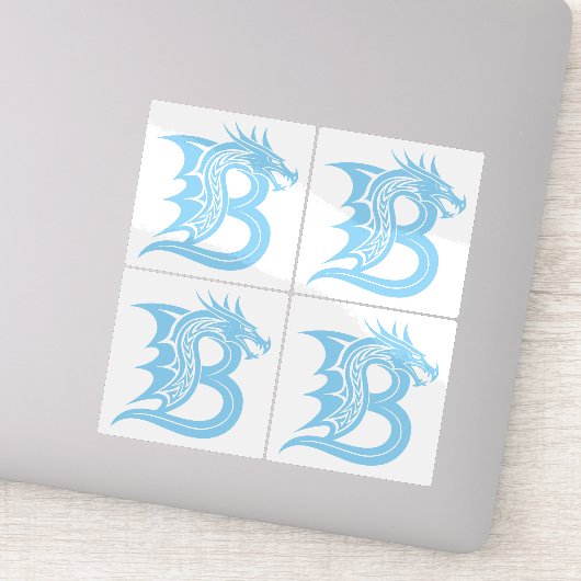 Dragon Styled Letter B, Dragon Alphabet, Monogram Sticker (Detail)