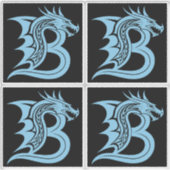 Dragon Styled Letter B, Dragon Alphabet, Monogram Sticker (Voorkant)