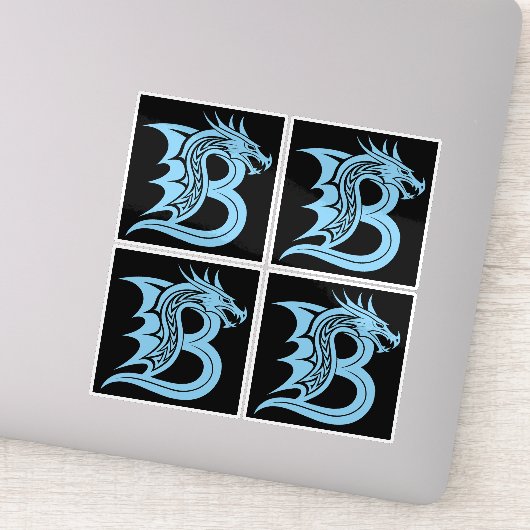 Dragon Styled Letter B, Dragon Alphabet, Monogram Sticker (Detail)