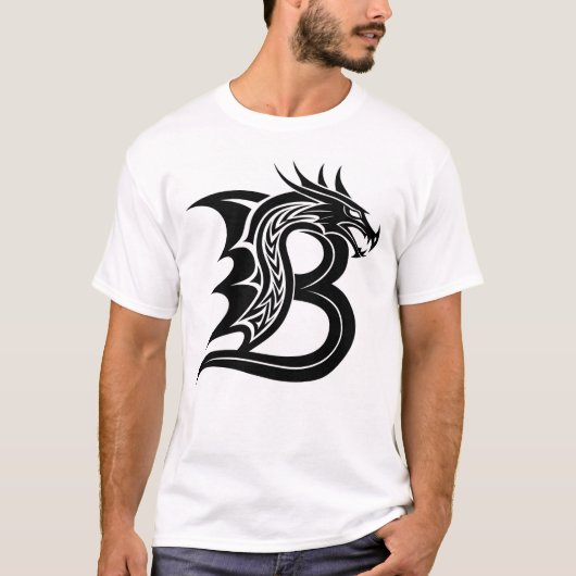 Dragon Styled Letter B, Dragon Alphabet, Monogram T-shirt (Voorkant)