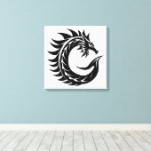 Dragon Styled Letter C, Dragon Alphabet, Monogram Canvas Afdruk (Insitu (Houten vloer))