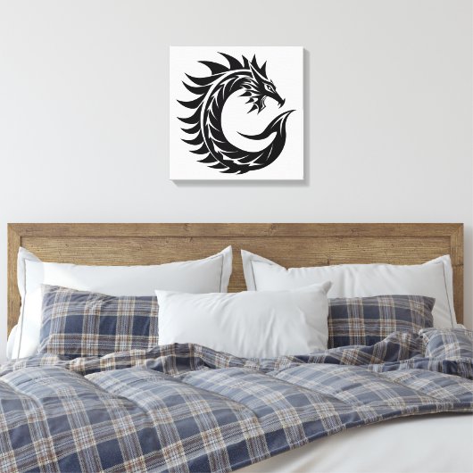 Dragon Styled Letter C, Dragon Alphabet, Monogram Canvas Afdruk (Insitu (Slaapkamer))