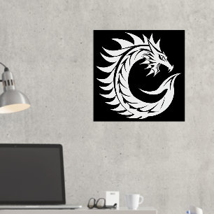 Dragon Styled Letter C, Dragon Alphabet, Monogram Folie Afdrukken