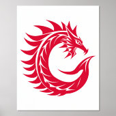 Dragon Styled Letter C, Dragon Alphabet, Monogram Folie Afdrukken (Voorkant)