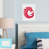Dragon Styled Letter C, Dragon Alphabet, Monogram Folie Afdrukken (Insitu (Slaapkamer))