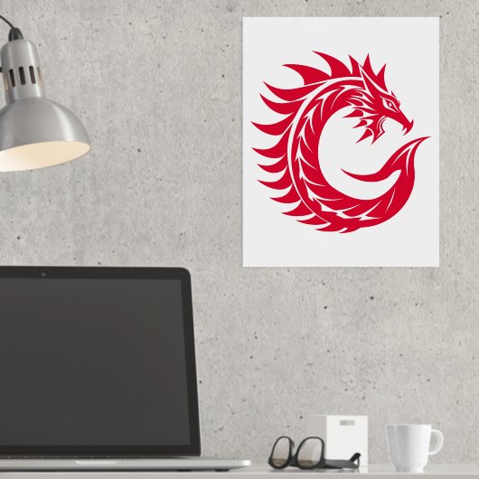 Dragon Styled Letter C, Dragon Alphabet, Monogram Folie Afdrukken (Insitu (Desk))
