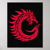 Dragon Styled Letter C, Dragon Alphabet, Monogram Folie Afdrukken (Voorkant)