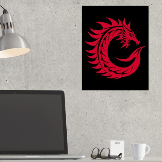 Dragon Styled Letter C, Dragon Alphabet, Monogram Folie Afdrukken (Insitu (Desk))