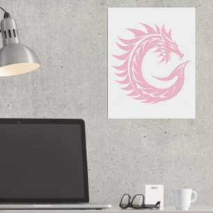 Dragon Styled Letter C, Dragon Alphabet, Monogram Folie Afdrukken