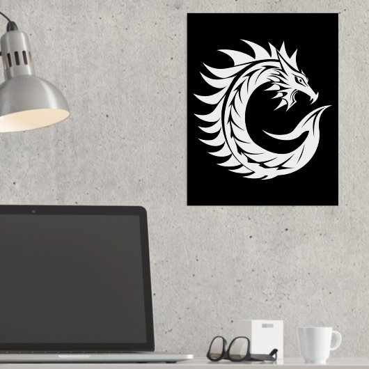 Dragon Styled Letter C, Dragon Alphabet, Monogram Folie Afdrukken (Insitu (Desk))