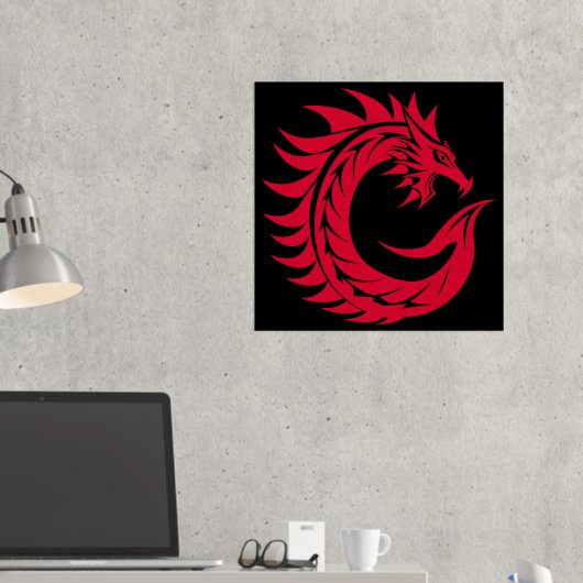 Dragon Styled Letter C, Dragon Alphabet, Monogram Folie Afdrukken (Insitu (Desk 2))