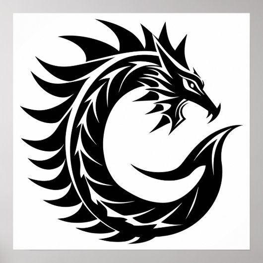 Dragon Styled Letter C, Dragon Alphabet, Monogram Poster (Voorkant)