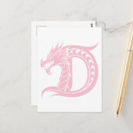 Dragon Styled Letter D, Dragon Alphabet, Monogram Briefkaart